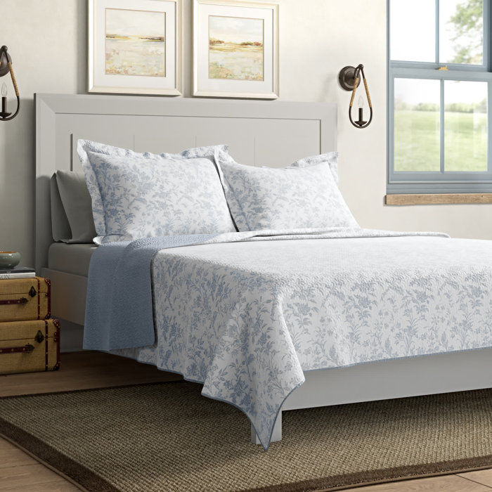 Laura Ashley Amberley Floral 100 Cotton Reversible Quilt Set & Reviews